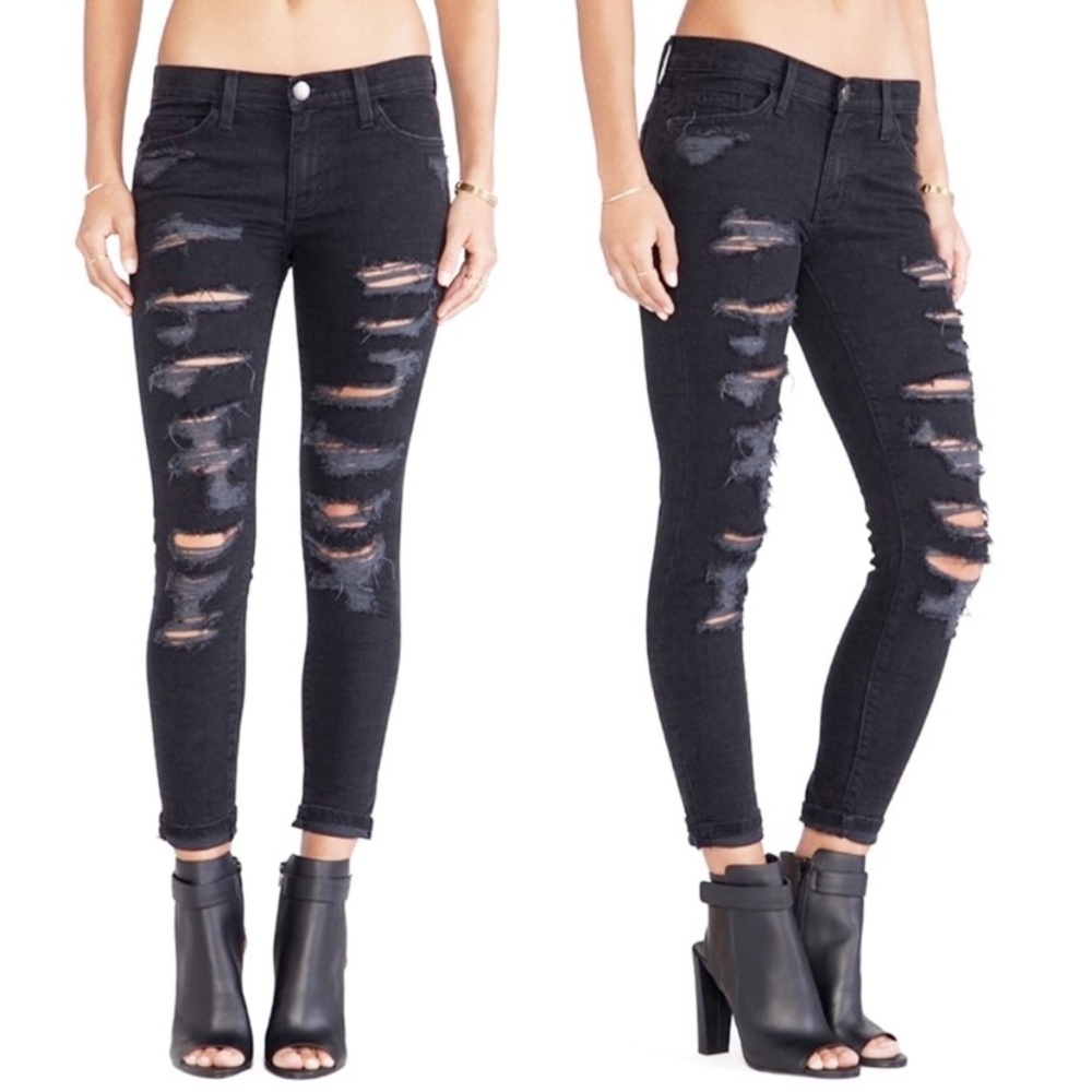 Current/Elliott The Stiletto Black‎ Tattered Jean
